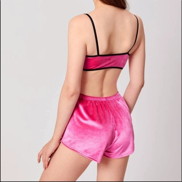 Pink Velvet 2 Pc Bralette & Shorts Pajamas Set - Picture 5 of 7